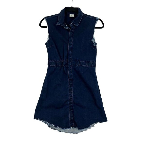 AG Adriano Goldschmied Kids Girls Size L Snap Button Raw Hem Denim Dress - Picture 1 of 5
